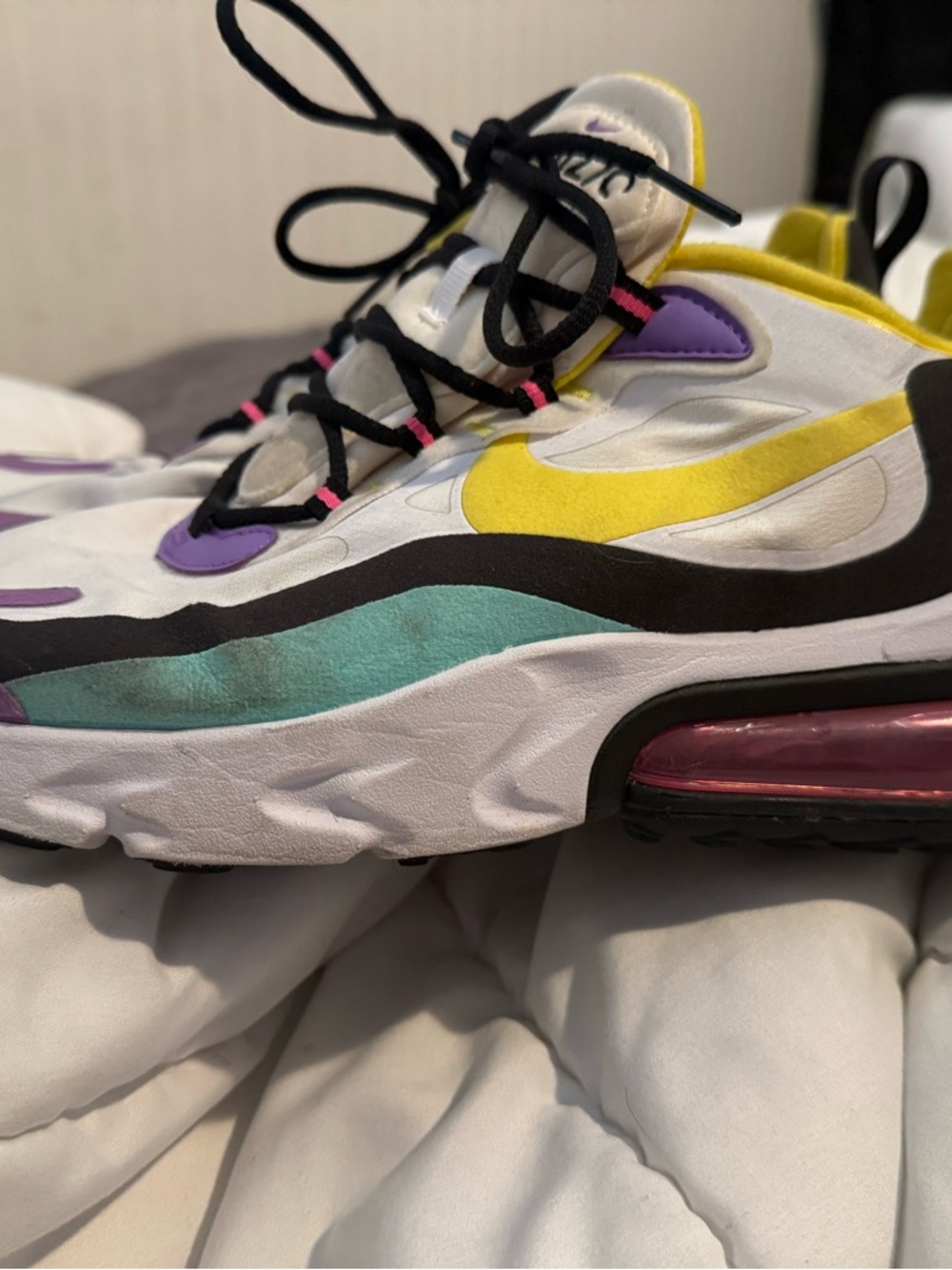 Nike Multicolor Athletic Sneakers - White, Yellow, Purple, Teal, Black